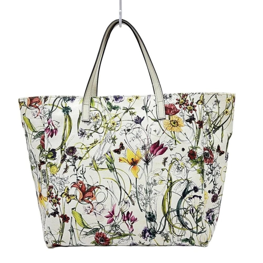 GUCCI Flora White Green Multi Canvas Leather - Tote Bag 409-052225 - Picture 1 of 9